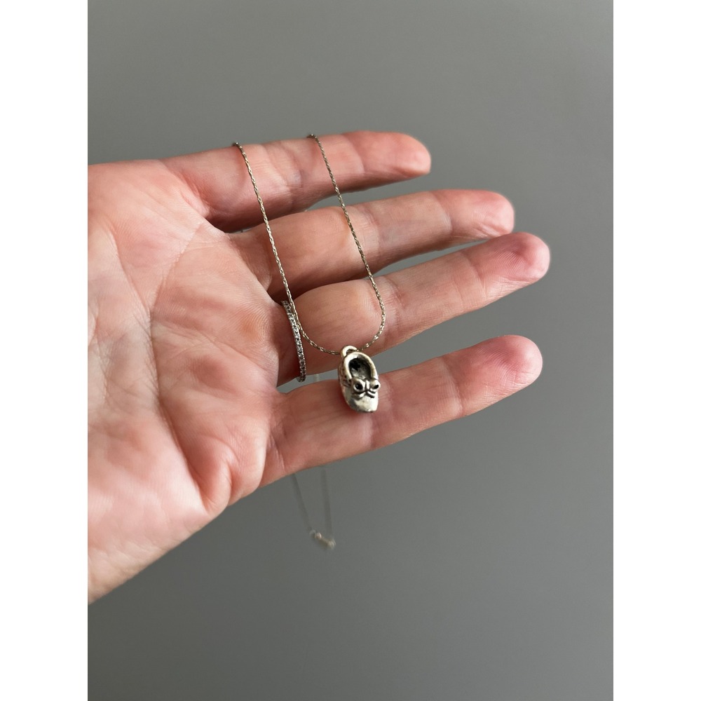 Sterling Silver Ballet Slipper Pendant Necklace .925 Dainty Baby Shoe Jewelry